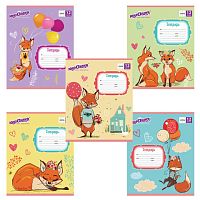 Тетрадь 12 л. ЮНЛАНДИЯ клетка, обложка картон, ЛИСЯТА | код 104913 | ЮНЛАНДИЯ