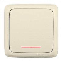 Выключатель одноклавишный наружный с изоляционной пластиной с индикацией слоновая кость 10А | код ВА10-114-01 | HEGEL