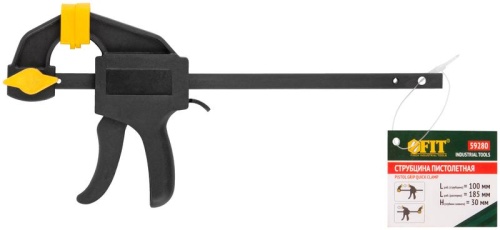 Струбцина нейлоновая пистолетная 100х185х30 мм | код 59280 | FIT фото 3