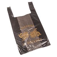 Пакет майка ПНД 28+16*50, 12мкм Спасибо (100шт./уп) черная | код 61-0101-1 | REXANT