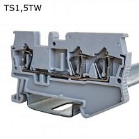 Клемма пружинная проходная 3 контакта 1,5 мм2, серая | код TS1,5TW | ПРОВЕНТО