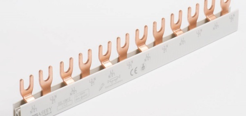 Шинка гребенчатая F-2L/1000/10, тип вилка, 2P-54Mod., 10mm?, 63A, 230/415V, 1000mm | код KF25410 | KASEEY