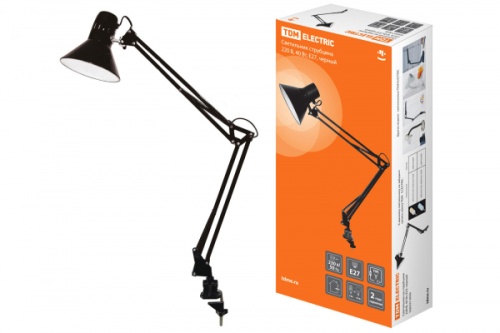 Светильник струбцина 220В, 40Вт, E27 черный TDM | код SQ0337-0028 | TDM Светильник струбцина 220В, 40Вт, E27 черный TDM | код SQ0337-0028 | TDM
