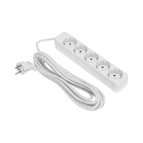 Удлинитель STANDARD 5 гнезд, 5м, 3х1,0мм?, с/з, белый REXANT | код 13-4030 | REXANT