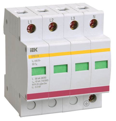 Ограничитель перенапряжений ОПС1-D 4P 10кА 230В | код MOP20-4-D | IEK