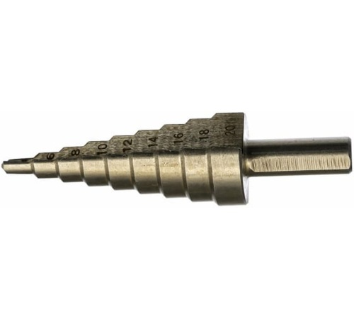 Сверло ступенчатое HSS по металлу, 9 ступеней, 4-20 мм | код 36382М | FIT Сверло ступенчатое HSS по металлу, 9 ступеней, 4-20 мм | код 36382М | FIT
