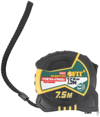 Рулетка Гранд 7.5мх25мм калибр. лента; нейлон. покрытие; магн. крючок; двойной стопор; прорезиненный корпус FIT 17327 фото 2
