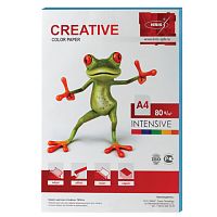 Бумага цветная CREATIVE color, А4, 80 г/м2, 100 л., интенсив, голубая, БИpr-100г | код 110507 | CREATIVE