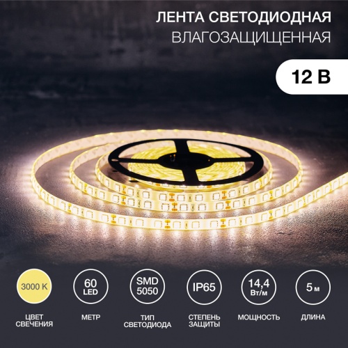 LED лента силикон, 10 мм, IP65, SMD 5050, 60 LED/m, 12 V, цвет свечения теплый белый | код 141-496 | LAMPER LED лента силикон, 10 мм, IP65, SMD 5050, 60 LED/m, 12 V, цвет свечения теплый белый | код 141-496 | LAMPER
