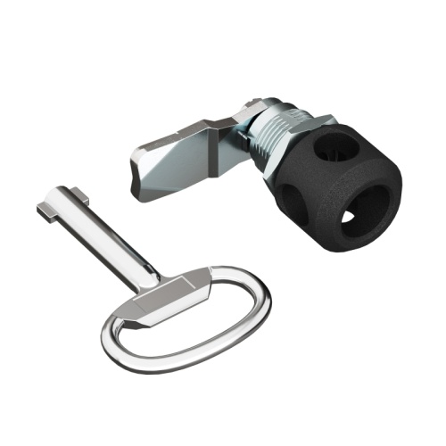 Поворотный замок для установки навесного замка с личинкой под двойную бородку 3 мм для навесных корпусов, металл, черный, ключ в комплекте | код R5CE222 | DKC Поворотный замок для установки навесного замка с личинкой под двойную бородку 3 мм для навесных корпусов, металл, черный, ключ в комплекте | код R5CE222 | DKC