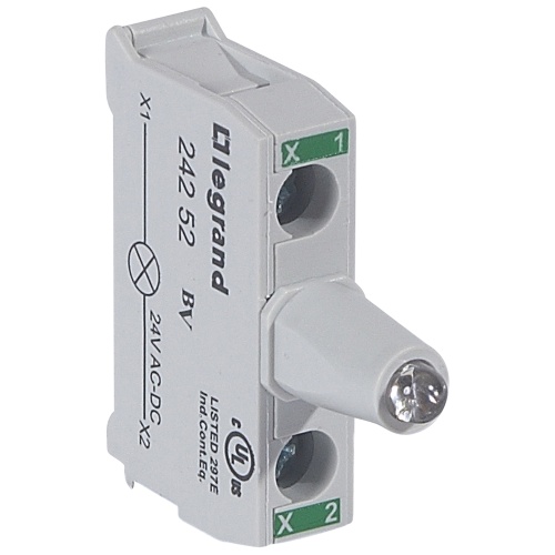Блок со встроенным светодиодом для головок - Osmoz - для кнопочных постов - 24В~/= - зеленый | код 024252 | Legrand