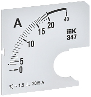 Шкала смен. для амперметра Э47 20/5А-1,5 72х72мм IEK | код IPA10D-SC-0020 | IEK