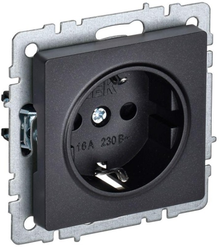 BRITE Розетка 1-местная с заземлением без защитных шторок 16А РС11-1-0-БрЧ черный | код BR-R11-16-K02 | IEK