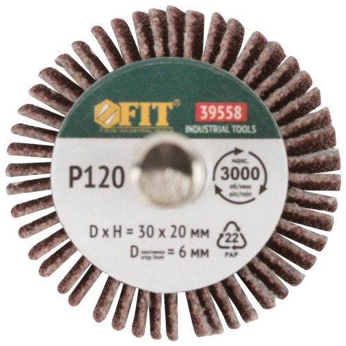 Диск лепестковый для дрели радиальный 30х20х6 мм Р 120 | код 39558 | FIT фото 3