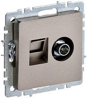 BRITE Розетка двойная TV+RJ45 кат.5E РТВ/РК12-БрШ шампань | код BR-AK20-1-K37 | IEK