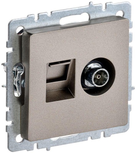 BRITE Розетка двойная TV+RJ45 кат.5E РТВ/РК12-БрШ шампань | код BR-AK20-1-K37 | IEK