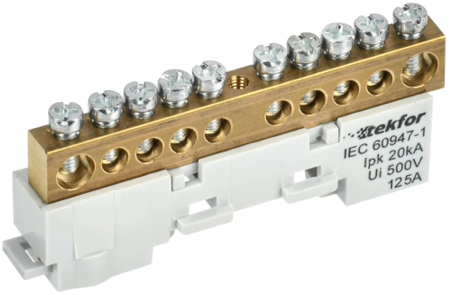 TEKFOR Шина L фаза неизолированная на универсальном держателе 8х12-10-Ср IEK | код TF-NN20-10-DL-K03 | IEK