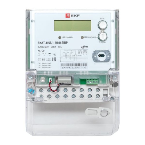 Счётчик электрической энергии трехфазный многотарифный SKAT 315E/1-5(60) SIRP PROxima | код 31501R | EKF фото 3 Счётчик электрической энергии трехфазный многотарифный SKAT 315E/1-5(60) SIRP PROxima | код 31501R | EKF фото 3