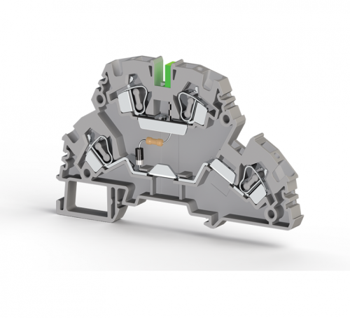 318 710, Клеммник 2-х ярусный пружинный, 4 мм.кв., с индикацией 220 VAC, (бежевый), YBK4-2 FLD 220VAC | код 0.0.0.3.18710 | KLEMSAN 318 710, Клеммник 2-х ярусный пружинный, 4 мм.кв., с индикацией 220 VAC, (бежевый), YBK4-2 FLD 220VAC | код 0.0.0.3.18710 | KLEMSAN