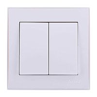 Выключатель двойной белый (10шт/120шт) | код 703-0202-101 | Lezard