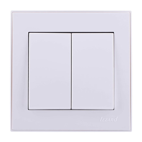 Выключатель двойной белый (10шт/120шт) | код 703-0202-101 | Lezard