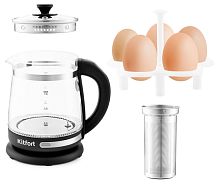 Чайник электрический Kitfort КТ-656 1.5л. 2200Вт черный корпус: стекло | код 1174979 | KITFORT