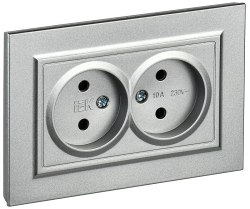 Розетка 2-м СП BRITE РС12-2-БрА 10А в сборе без заземл. без защ. шторок алюм. | код BR-R20-10-K47-F | IEK Розетка 2-м СП BRITE РС12-2-БрА 10А в сборе без заземл. без защ. шторок алюм. | код BR-R20-10-K47-F | IEK