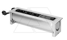 Блок розеточный встраиваемый 2хRJ45 кат. 5e UTP + HDMI + 2x2P+E со шторками, с электроприводом, кабель 2м, 3680вт, алюминий | код OR-AE-13110-AL | ORNO