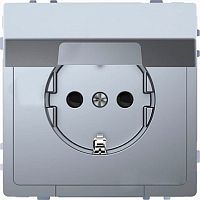 Розетка MERTEN D-LIFE, скрытый монтаж, с заземлением, с крышкой, нержавеющая сталь | код. MTN2310-6036 | Schneider Electric