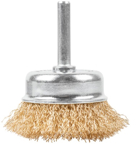 Щетка для дрели, Чашка, латунированная витая проволока 0,3 мм, 50 мм, блистер, Profi | код 82-910 | FIT фото 2