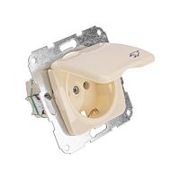 DEA Розетка 1-ая керамика с/з с крышкой с/у 16А мех. Беж KRANZ | код KR-78-0246 | KRANZ