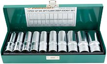S04HD411S Набор головок торцевых глубоких 1/2DR, 10-24 мм, 11 предметов | код S04HD411S | JONNESWAY