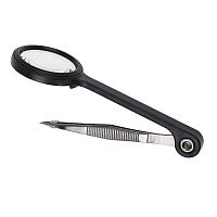 Лупа ручная с пинцетом 8х | код 12-0411 | REXANT