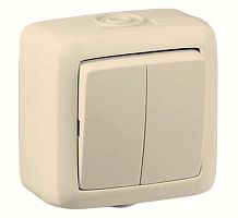 Выключатель двухклавишный наружный слоновая кость IP44 16А | код ВА16-251-01 | HEGEL