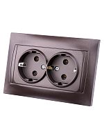 Розетка двойная 2П+З 16А 250В шоколад Лама TDM | код SQ1815-0525 | TDM