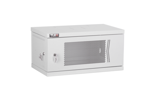 Настенный разборный шкаф TLK 19, 12U, перфорированная дверь, Ш600хВ569хГ600мм, 2 пары монтажных направляющих, серый | код TWI-126060-P-GY | TLK