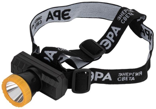 Фонарь светодиодный аккумуляторный налобный GA-802 3Вт 2режима Li-Ion 1500мАч IP40 желт.-черн. | код Б0055349 | Эра