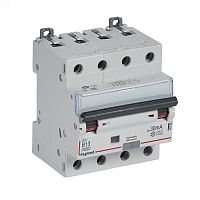 Выключатель автоматический дифференциального тока DX3 B13А 4П 30mА-А | код 411356 | Legrand