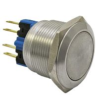 Кнопка антивандальная без подсветки RUICHI GQ22-11 on-(off)+off-(on), М22, IP65, никелированная латунь | код 77931 | Ruichi