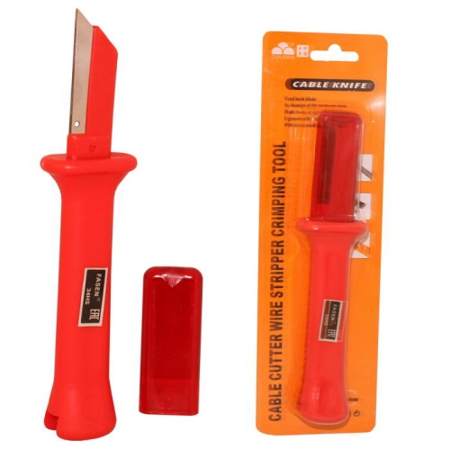 Нож кабельный с прямым лезвием для зачистки и обрезки кабеля FASEN 34HS | код 111017 | Fasen