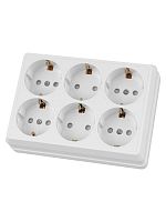 Розетка шестиместная 2П+3 открытой установки IP20 16A с защитными шторками белая Ладога TDM | код SQ1801-0143 | TDM