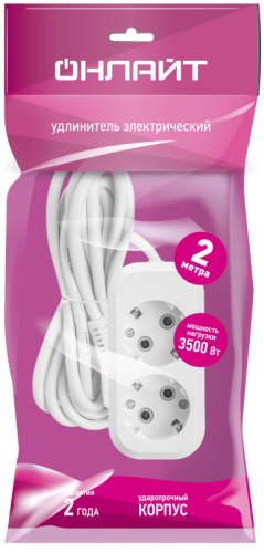 Удлинитель 2х2м с заземл. 16А IP20 90512 OPE-S-02-200-Е-3х1 ОНЛАЙТ 90512 фото 4 Удлинитель 2х2м с заземл. 16А IP20 90512 OPE-S-02-200-Е-3х1 ОНЛАЙТ 90512 фото 4