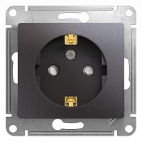 Розетка GLOSSA, скрытый монтаж, с заземлением, со шторками, графит | код. GSL001345 | Schneider Electric