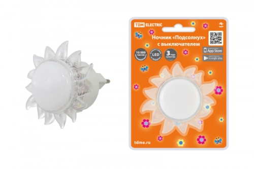 Ночник Подсолнух с выключателем, 0,4 Вт, 220 В TDM | код SQ0357-0031 | TDM Ночник Подсолнух с выключателем, 0,4 Вт, 220 В TDM | код SQ0357-0031 | TDM