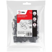 Скоба кабельная нейлоновая под винт 5 мм NO-225-268 чёрная 50 шт | код Б0066656 | ЭРА