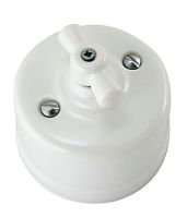 Выключатель фарфоровый поворотный с ручкой (бантик) 10А белый «Болонь» TDM | код SQ1820-0001 | TDM