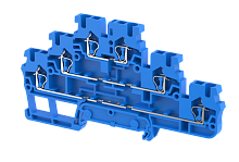 Клемма проходная пружинная 2,5 мм2, трехуровневая, на 6 подключения, синяя SQ2.5-3T-BLUE | код 2102030001 | Elmex