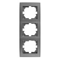 Рамка 3-ая верт. с вст. цв. черный графит матовый (10шт/120шт) RAIN | код 703-4141-153 | Lezard