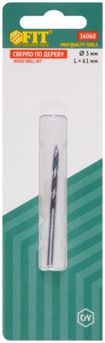 Сверло по дереву, CrV Профи 3 мм | код 36060 | FIT фото 3