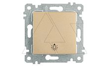 Rita - Выключатель кнопочный, символ - лампа, пруж. зажимы, золото доре | код 2200-407-0185 | Mutlusan